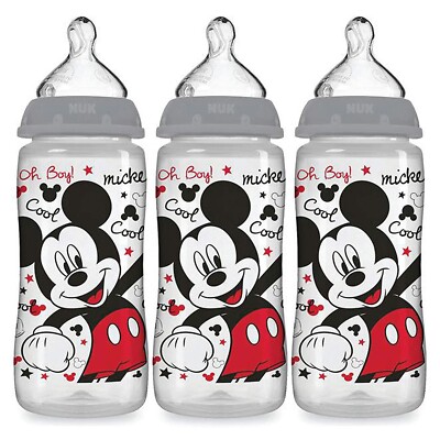 NUK Mickey Mouse Smooth Flow Anti-Colic Bottle 10oz Breast Milk Feeding Baby 