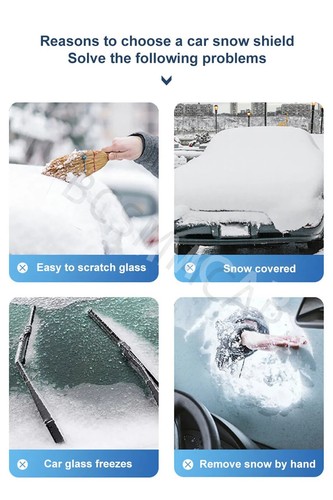 Car Windshield Snow Cover Ice Frost Sun Shade Protector Winter W/Reflective Tape - Picture 5 of 15