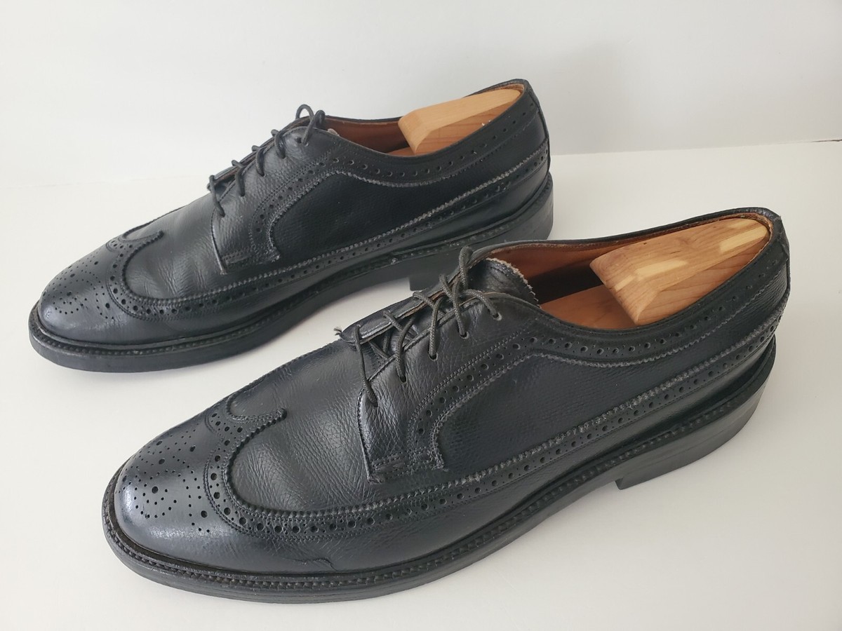 Vtg. Florsheim Imperial 92604 Kenmoor Men's Black Leather Shoes Sz