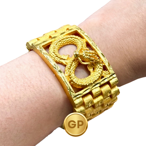 Bracelet Thai Gold 24k 23k Yellow Chain Dragon Chinese 10 Baht Jewelry Gift Men - Picture 5 of 6
