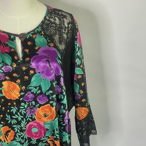 Maxi Camisón Largo De Encaje Floral Satinado Scaasi De Colección Talla M Hecho en Unión EE. UU. - Imagen 5 de 13