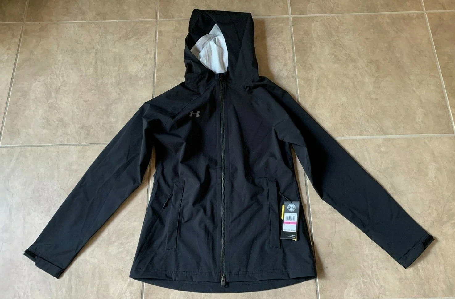 Under Armour Storm Rain Jacket Zip Up w/ Hood Black Women's XXS NEW w/ tag
