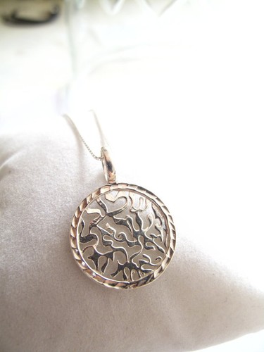 Collar colgante de plata esterlina 925 Shema bendición Cabalá joyería - Imagen 5 de 5