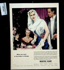 1947 Webster Cigars Chicago Woman Dress Party Havana Vintage Print Ad 29037