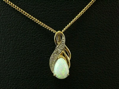 585 Gold Kette mit Anhaenger bicolor mit OPAL und Zirkonia in Geschenkbox - Bild 1 von 4