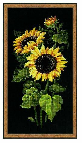 Kreuzstich / Stickbild / Stickpackung - Sonnenblume Sonnenblumen * 27 x 44 cm - Bild 1 von 1
