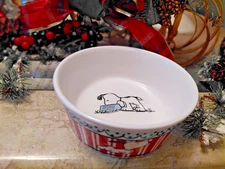 PEANUTS SNOOPY "PINK STRIPE" COLLECTORS PET  FOOD OR WATER BOWL RARE DOG CAT