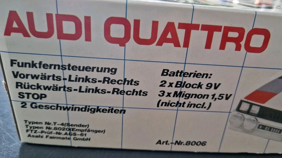 Audi Quatro Dickie Spielzeug Taiyo Funkferngesteuertes Auto Rarität Vintage 1983 - Bild 4 von 4