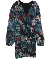 GUESS Womens Rhodes Jungle Asymmetrical Dress, hibiscusjungle, XS