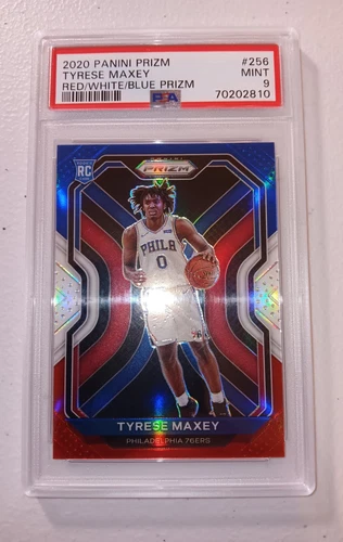 2020-21 Panini Prizm Tyrese Maxey RED WHITE BLUE Prizm Rookie PSA 9 #256 76ers