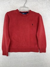 Polo Ralph Lauren Sweater Boys Small Red Crewneck Cotton Knit Pony Logo