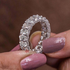 Ethical 4CT Oval Cut Lab-Grown Diamond Eternity Wedding Ring 14K White Gold 5,6