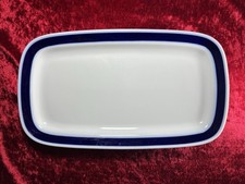 Melitta Königskuchenplatte Form Hamburg Weiß Kobaltblaues Band Vintage 70er