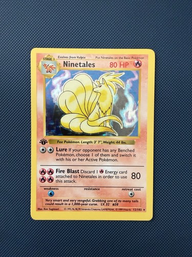 Pokemon TCG 1999 Base Set Shadowless 1st Ed Ninetales Holo 12/102 80 HP