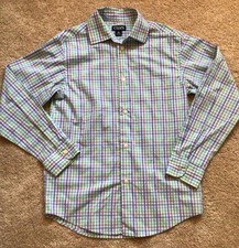 CHAPS Boys Size Medium Sz 10-12 Button Down Long Sleeve Pastel Plaid Shirt
