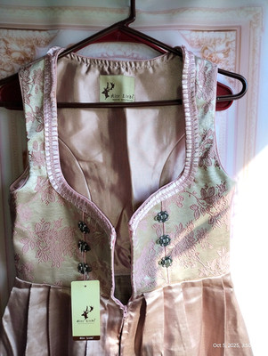 US 8.Trachten,Oktoberfest,Dirndl Dress,1-pc,Pale/Rose, Alte Liebe.Broken Zipper