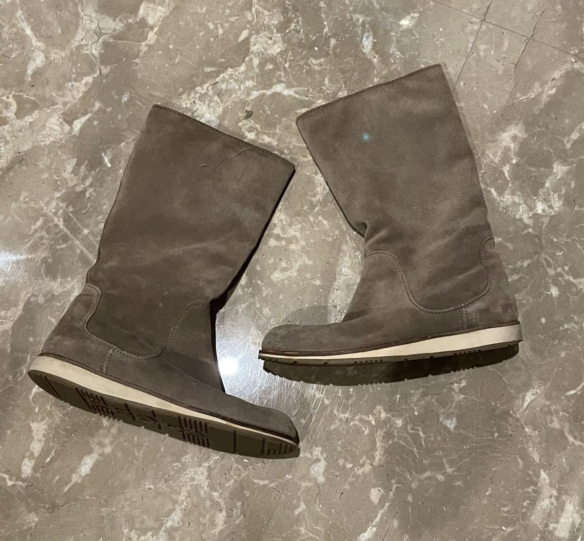 Prada Suede Flat Boots in Beige Brown Size 36 23cm Height