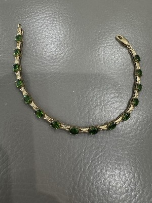 SCHILLERND!! 10k MASSIVES GOLD CHROMDIOPSID ARMBAND 4 Ctw