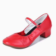 Ladies Ballroom Low Block Heel soft Dancing Ankle Strap Mary Jane Pumps Shoes