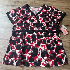 Koi By Kathy Peterson Spicy Camo Gardens Kathryn Scrub Top Nurse  Red Black  M