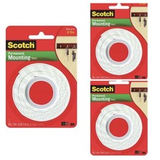 3 Lot Scotch Mounting Tape 0.50" Width X 6.25 Ft Length Acrylic Double-sided 1