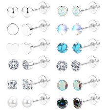 Hypoallergenic Surgical Steel Earrings for Sensitive Ears - Flat Back Stud Ea...