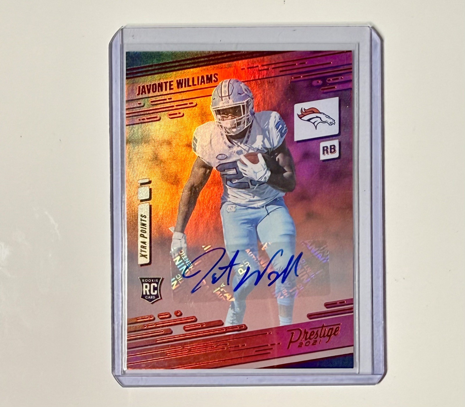 2021 Panini Prestige Javonte Williams Xtra Points Red Auto Rookie RC