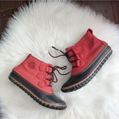 Sorel Woman s Out N About Red Waterproof Leather Duck Boots NL2339-678 Size 6
