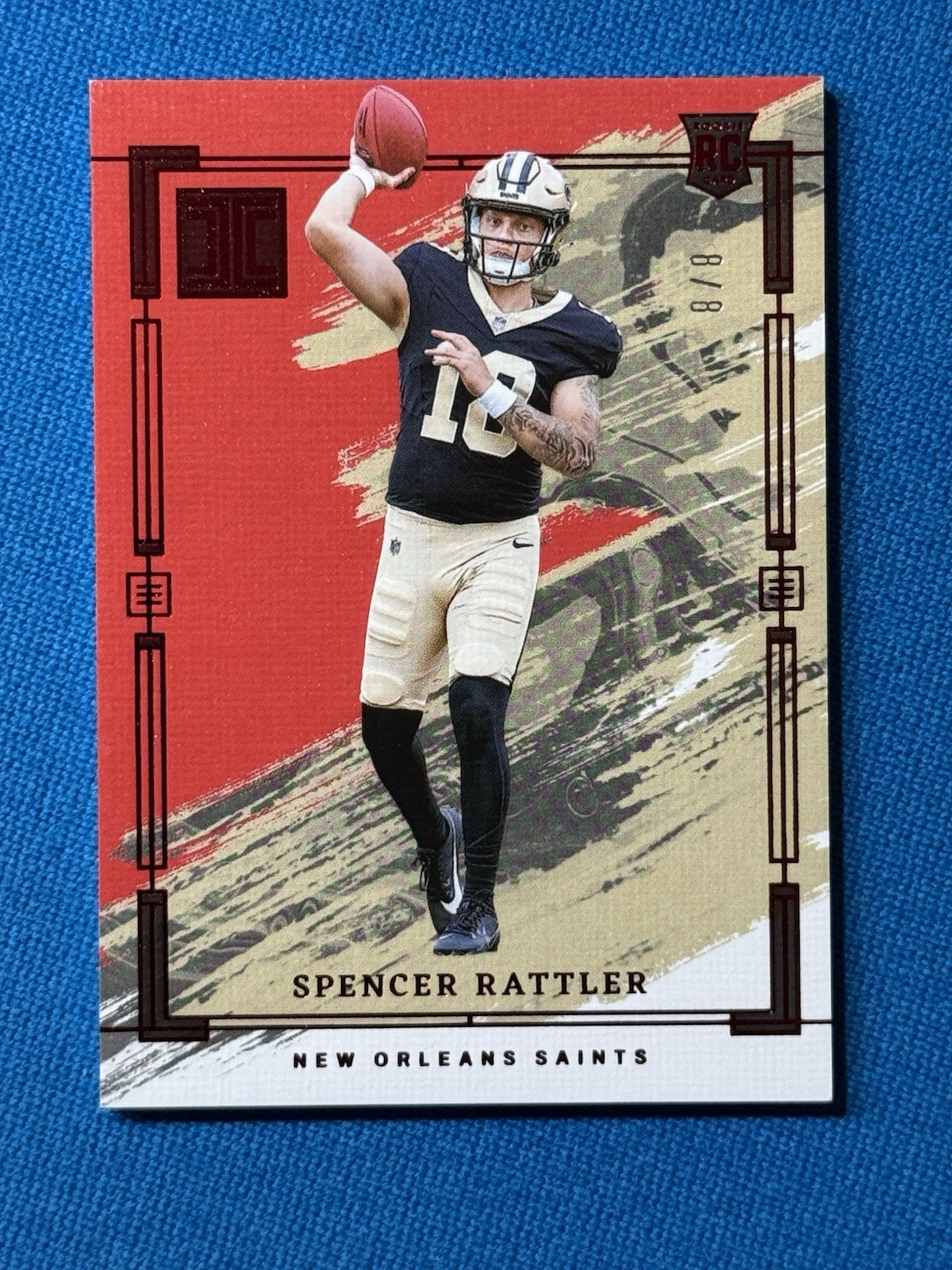 2024 Panini Impeccable Rookies Spencer Rattler #96 Ruby 8/8 (RC) Bookend Saints