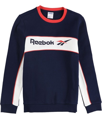 Reebok Womens Linear Fleece Sweatshirt, Blue, Small