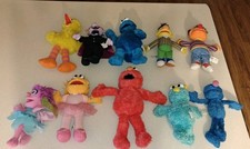 10 - Sesame Street Plush Lot 9" - 13" Elmo Count Ernie Bert Groover Big Bird