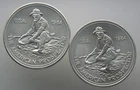2 x 1 oz Silver Round .999 Fine - 1984 ENGELHARD Eagle & Big E Logo