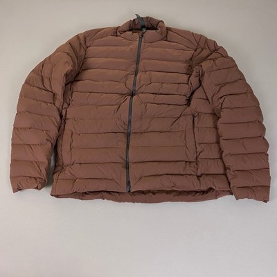 Lululemon Navigation Down Puffer Jacket Womens Large Brown Full Zip Stretch Mock
