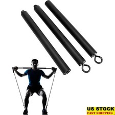 Detachable Fitness Bar W/ Resistance Band Attachment Multi Workout Methods New