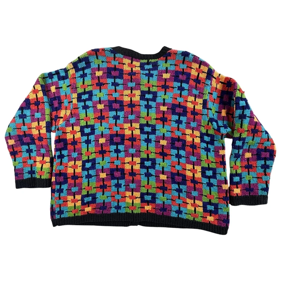 Vintage Marisa Christina Cardigan Womens 2X Multicolor Knit Button Sweater 90s - Image 2 of 4