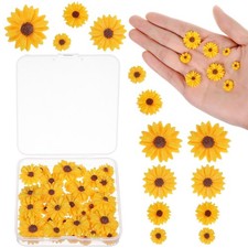 50 PCS Flatback Resin Daisy Flowers Mini Charms DIY Crafts Scrapbook Yellow