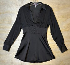 Outfitters UO Women’s Phoebe Corseted Shirt Dress Black NWOT Med Retro Look A1