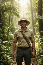 Vintage Style Straw Safari / Pith Helmet Hat - Tan / Natural - Lightweight -M