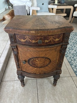 Antique Inlaid Nightstand End Table Stand