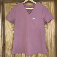 FIGS Technical Collection Scrub Top Women's SMALL Pink V-Neck Pocket