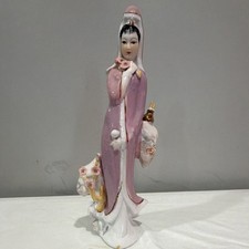 Vintage Asian Porcelain Figurine Lady in Pink...