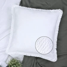 NEW Set of 2 100% Cotton Euro Square Throw Pillowcases Zip 26x26" White