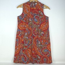 J Jill Linen Paisley Sleeveless Dress Petite Small Bohemian Peasant Hippie Boho