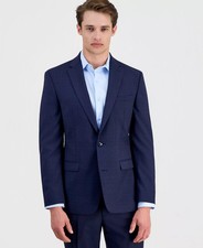  425 Bar III Men's Blue Plaid Slim Fit Wool Blend Suit Jacket 40 S ymy2026