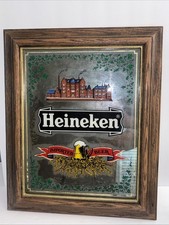 VINTAGE IMPORTED HEINEKEN BEER MIRROR GLASS ADVERTISING SIGN