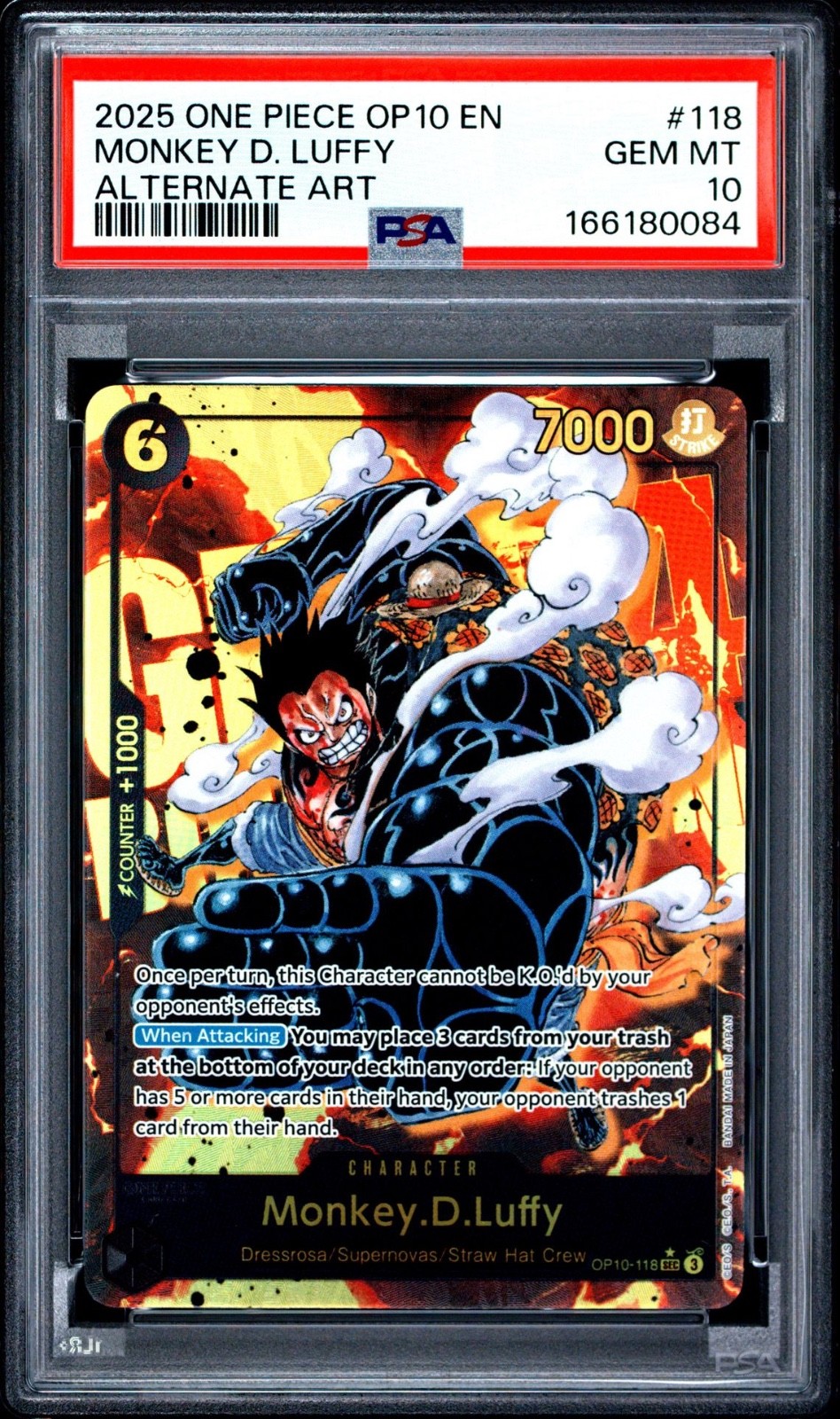 One Piece Monkey D Luffy Alternate Art OP10-118 PSA 10 Gem Mint