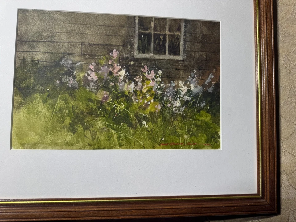 Pintura em aquarela Lowell Ellsworth Smith (1924 - 2008) "Flores silvestres" - Emoldurada - Imagem 4 de 4