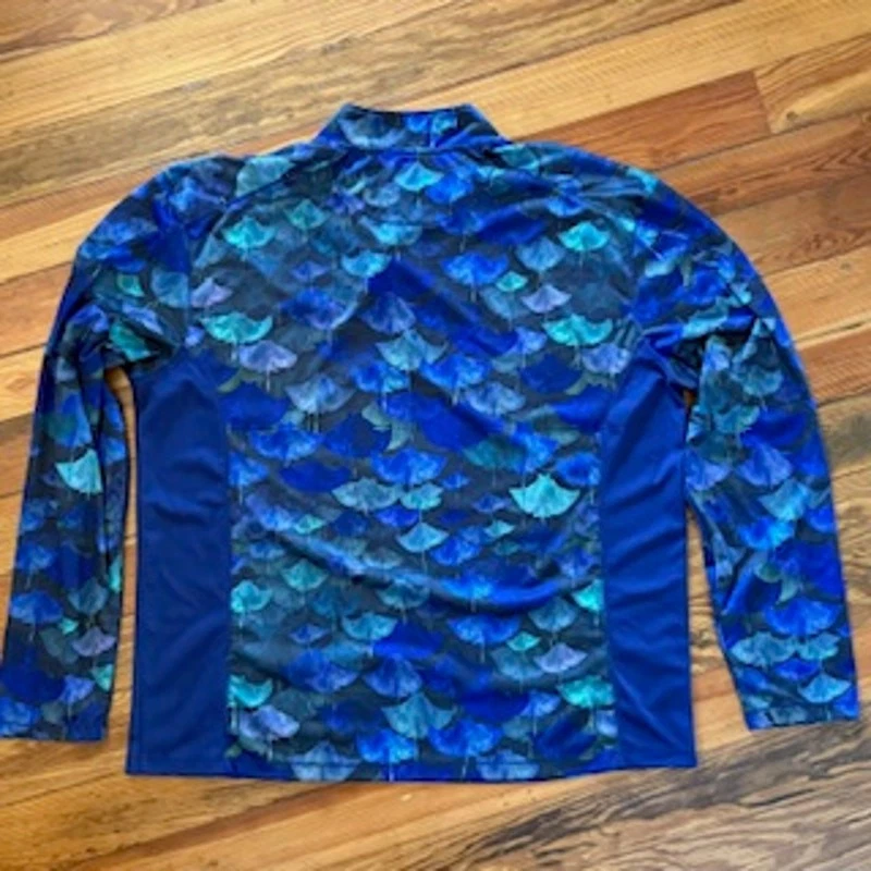 Reel Legends Men Shirt 3x 1/4 Zip Pullover Blue Stingray AOP Fish  - Image 2 of 4