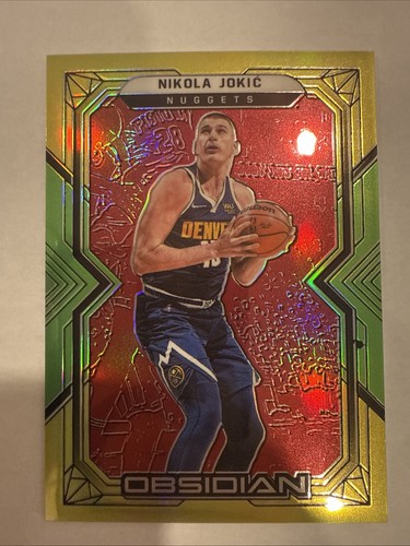 2021-22 Panini Obsidian Nikola Jokic Electric Etch Gold Flood #15 Nuggets #/99