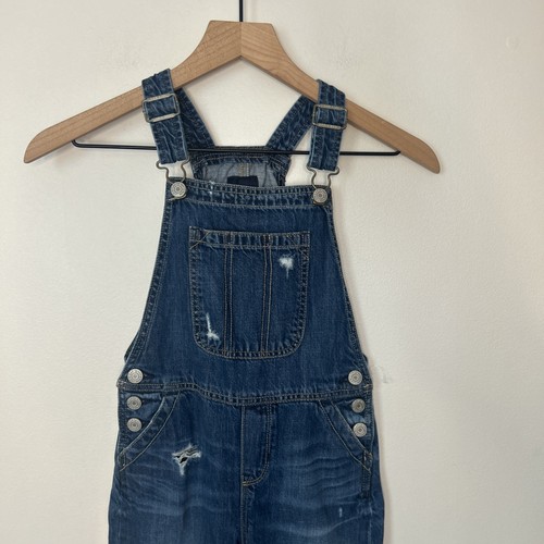 Girls GapKids Blue Jean Overalls Size Small With Distressed Accents - Picture 2 of 4
